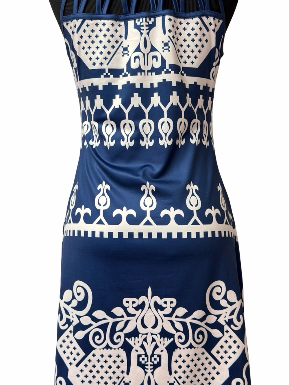 🍀3/$30 Blue and White Printed Mini Dress - Casual Summer Dress - Picture 5 of 7